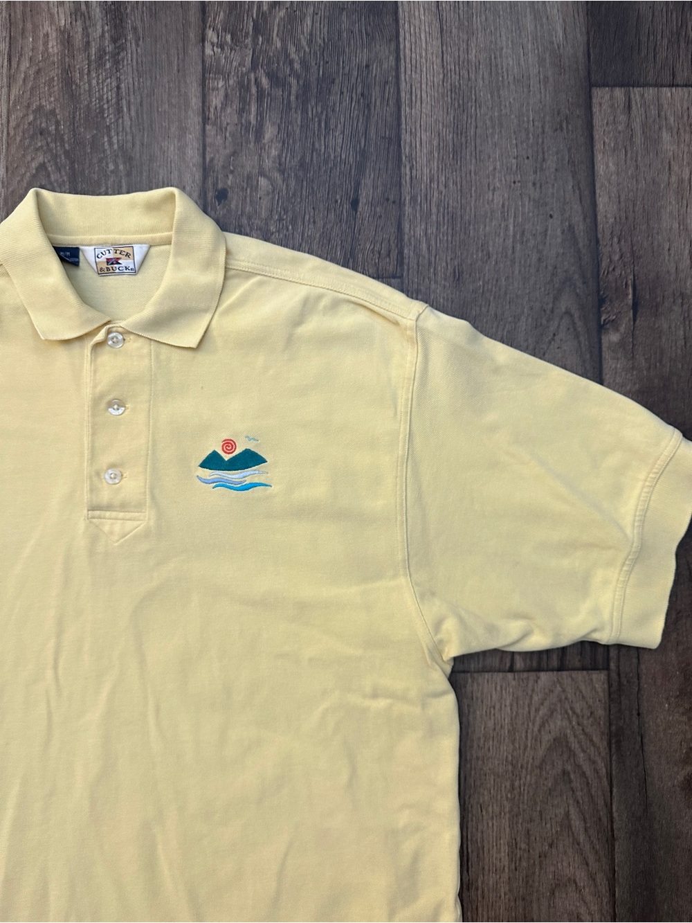Vintage Cutter & Buck Horseshoe Lake Montana Logo Emblem Polo Short Men’s Sz M